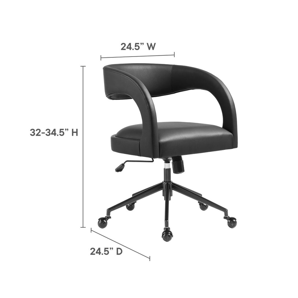 Modway Furniture Pinnacle Vegan Leather Office Chair – Modern Design, Adjustable Comfort & Effortless Mobility for Workspaces Black EEI-7150-BLK