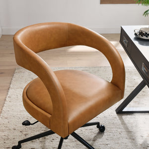 Modway Furniture Pinnacle Vegan Leather Office Chair – Modern Design, Adjustable Comfort & Effortless Mobility for Workspaces Tan EEI-7150-TAN