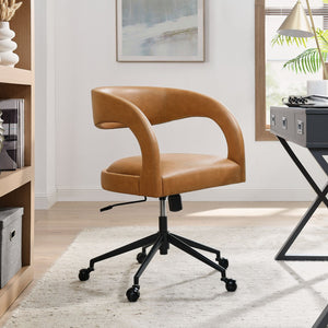 Modway Furniture Pinnacle Vegan Leather Office Chair – Modern Design, Adjustable Comfort & Effortless Mobility for Workspaces Tan EEI-7150-TAN