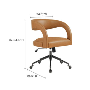Modway Furniture Pinnacle Vegan Leather Office Chair – Modern Design, Adjustable Comfort & Effortless Mobility for Workspaces Tan EEI-7150-TAN