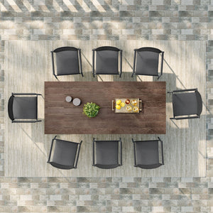 Modway Furniture Aeris 9-Piece Outdoor Patio Dining Set: Modern Aluminum Table & Stackable Chairs for Comfort Charcoal EEI-7151-CHA-CHA-SET