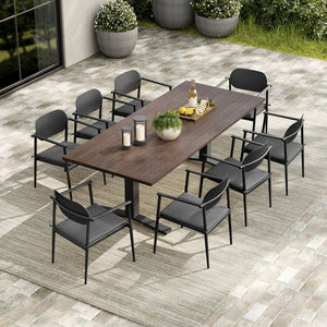Modway Furniture Aeris 9-Piece Outdoor Patio Dining Set: Modern Aluminum Table & Stackable Chairs for Comfort Charcoal EEI-7151-CHA-CHA-SET