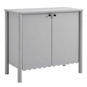 Modway Furniture Emmeline 35" Scalloped Sideboard Cabinet - Elegant Storage Solution for Modern Farmhouse Charm Light Gray EEI-7152-LGR