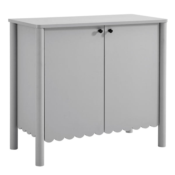 Modway Furniture Emmeline 35" Scalloped Sideboard Cabinet - Elegant Storage Solution for Modern Farmhouse Charm Light Gray EEI-7152-LGR
