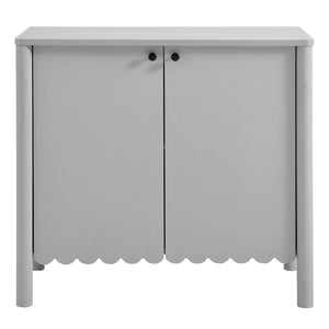 Modway Furniture Emmeline 35" Scalloped Sideboard Cabinet - Elegant Storage Solution for Modern Farmhouse Charm Light Gray EEI-7152-LGR