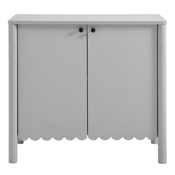 Modway Furniture Emmeline 35" Scalloped Sideboard Cabinet - Elegant Storage Solution for Modern Farmhouse Charm Light Gray EEI-7152-LGR