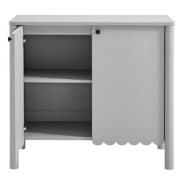 Modway Furniture Emmeline 35" Scalloped Sideboard Cabinet - Elegant Storage Solution for Modern Farmhouse Charm Light Gray EEI-7152-LGR