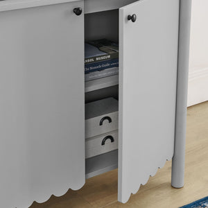 Modway Furniture Emmeline 35" Scalloped Sideboard Cabinet - Elegant Storage Solution for Modern Farmhouse Charm Light Gray EEI-7152-LGR