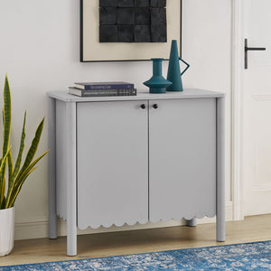 Modway Furniture Emmeline 35" Scalloped Sideboard Cabinet - Elegant Storage Solution for Modern Farmhouse Charm Light Gray EEI-7152-LGR