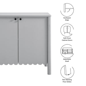 Modway Furniture Emmeline 35" Scalloped Sideboard Cabinet - Elegant Storage Solution for Modern Farmhouse Charm Light Gray EEI-7152-LGR