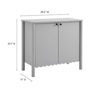 Modway Furniture Emmeline 35" Scalloped Sideboard Cabinet - Elegant Storage Solution for Modern Farmhouse Charm Light Gray EEI-7152-LGR