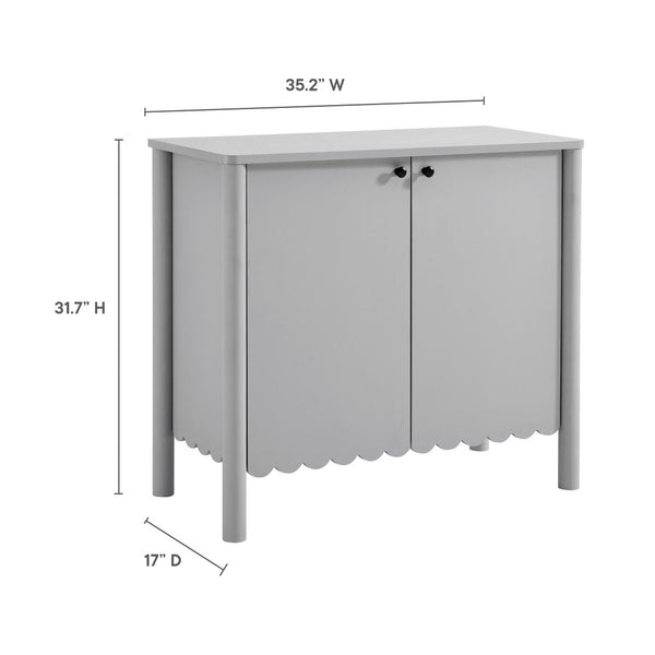 Modway Furniture Emmeline 35" Scalloped Sideboard Cabinet - Elegant Storage Solution for Modern Farmhouse Charm Light Gray EEI-7152-LGR