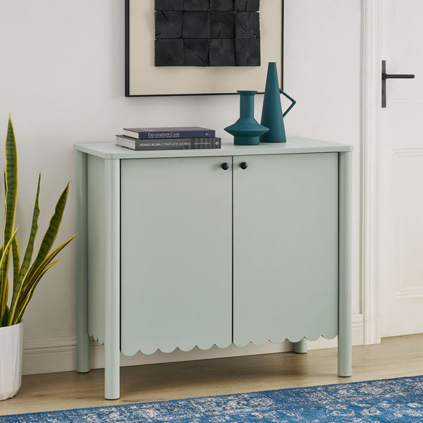 Modway Furniture Emmeline 35" Scalloped Sideboard Cabinet - Elegant Storage Solution for Modern Farmhouse Charm Sage EEI-7152-SGE