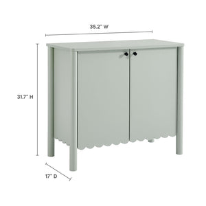Modway Furniture Emmeline 35" Scalloped Sideboard Cabinet - Elegant Storage Solution for Modern Farmhouse Charm Sage EEI-7152-SGE