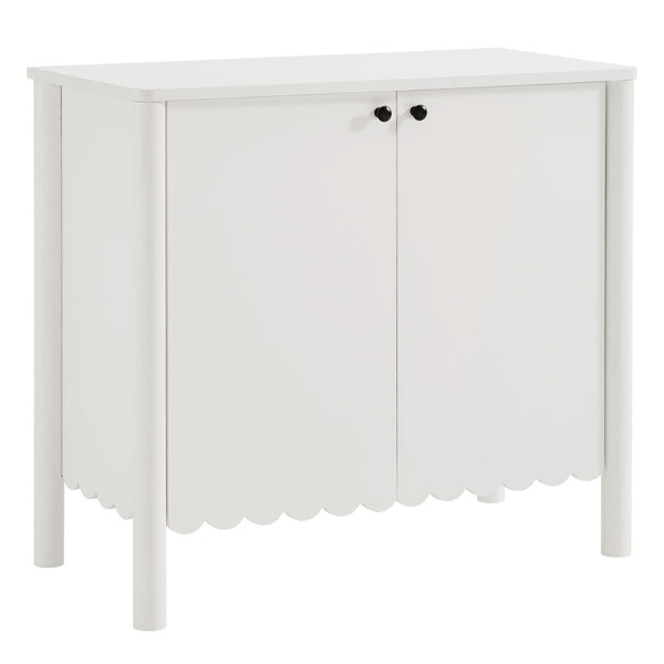 Modway Furniture Emmeline 35" Scalloped Sideboard Cabinet - Elegant Storage Solution for Modern Farmhouse Charm White EEI-7152-WHI