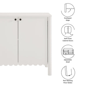 Modway Furniture Emmeline 35" Scalloped Sideboard Cabinet - Elegant Storage Solution for Modern Farmhouse Charm White EEI-7152-WHI