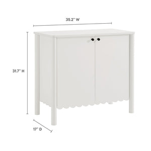 Modway Furniture Emmeline 35" Scalloped Sideboard Cabinet - Elegant Storage Solution for Modern Farmhouse Charm White EEI-7152-WHI