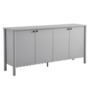 Modway Furniture Emmeline 66" Scalloped Sideboard Cabinet - Elegant Storage Solution for Dining Room or Living Space Light Gray EEI-7153-LGR