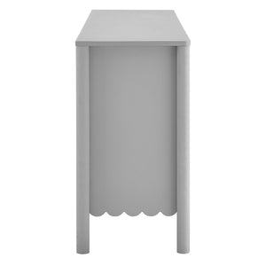 Modway Furniture Emmeline 66" Scalloped Sideboard Cabinet - Elegant Storage Solution for Dining Room or Living Space Light Gray EEI-7153-LGR