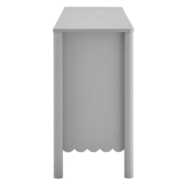 Modway Furniture Emmeline 66" Scalloped Sideboard Cabinet - Elegant Storage Solution for Dining Room or Living Space Light Gray EEI-7153-LGR