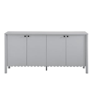 Modway Furniture Emmeline 66" Scalloped Sideboard Cabinet - Elegant Storage Solution for Dining Room or Living Space Light Gray EEI-7153-LGR