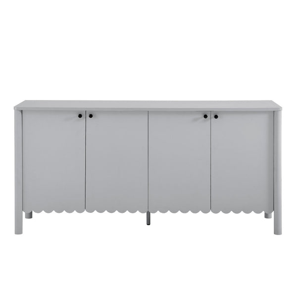 Modway Furniture Emmeline 66" Scalloped Sideboard Cabinet - Elegant Storage Solution for Dining Room or Living Space Light Gray EEI-7153-LGR