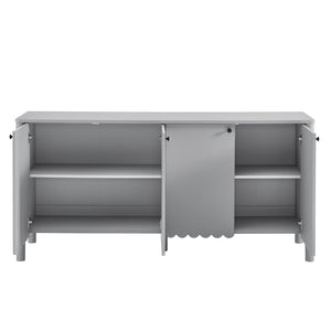 Modway Furniture Emmeline 66" Scalloped Sideboard Cabinet - Elegant Storage Solution for Dining Room or Living Space Light Gray EEI-7153-LGR
