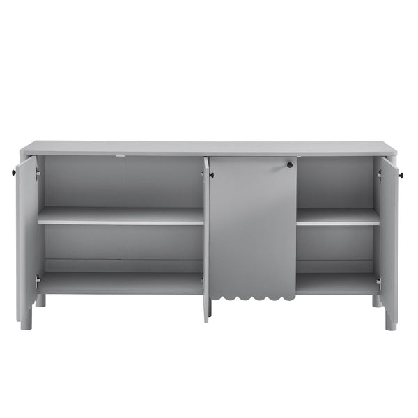 Modway Furniture Emmeline 66" Scalloped Sideboard Cabinet - Elegant Storage Solution for Dining Room or Living Space Light Gray EEI-7153-LGR