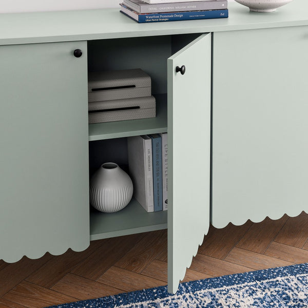 Modway Furniture Emmeline 66" Scalloped Sideboard Cabinet - Elegant Storage Solution for Dining Room or Living Space Sage EEI-7153-SGE