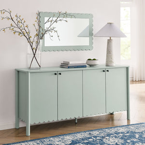 Modway Furniture Emmeline 66" Scalloped Sideboard Cabinet - Elegant Storage Solution for Dining Room or Living Space Sage EEI-7153-SGE