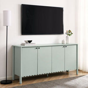 Modway Furniture Emmeline 66" Scalloped Sideboard Cabinet - Elegant Storage Solution for Dining Room or Living Space Sage EEI-7153-SGE