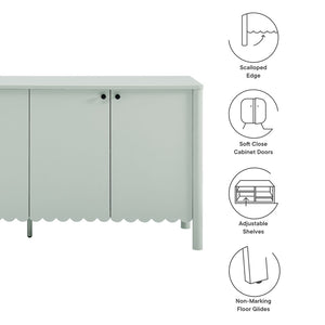 Modway Furniture Emmeline 66" Scalloped Sideboard Cabinet - Elegant Storage Solution for Dining Room or Living Space Sage EEI-7153-SGE