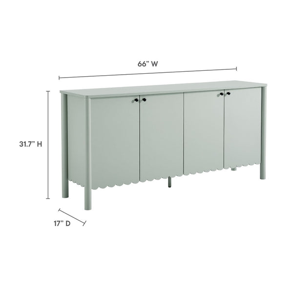 Modway Furniture Emmeline 66" Scalloped Sideboard Cabinet - Elegant Storage Solution for Dining Room or Living Space Sage EEI-7153-SGE