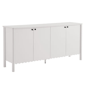 Modway Furniture Emmeline 66" Scalloped Sideboard Cabinet - Elegant Storage Solution for Dining Room or Living Space White EEI-7153-WHI