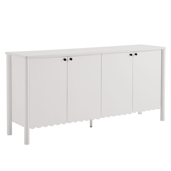 Modway Furniture Emmeline 66" Scalloped Sideboard Cabinet - Elegant Storage Solution for Dining Room or Living Space White EEI-7153-WHI