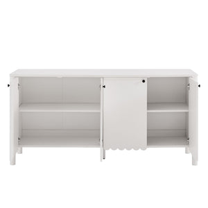 Modway Furniture Emmeline 66" Scalloped Sideboard Cabinet - Elegant Storage Solution for Dining Room or Living Space White EEI-7153-WHI