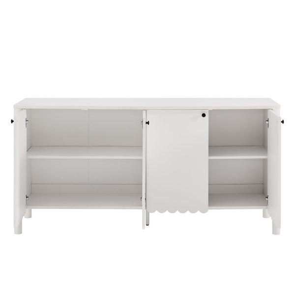 Modway Furniture Emmeline 66" Scalloped Sideboard Cabinet - Elegant Storage Solution for Dining Room or Living Space White EEI-7153-WHI