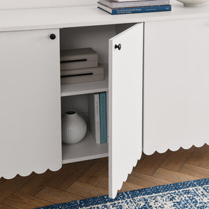 Modway Furniture Emmeline 66" Scalloped Sideboard Cabinet - Elegant Storage Solution for Dining Room or Living Space White EEI-7153-WHI