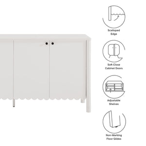 Modway Furniture Emmeline 66" Scalloped Sideboard Cabinet - Elegant Storage Solution for Dining Room or Living Space White EEI-7153-WHI