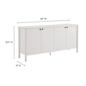 Modway Furniture Emmeline 66" Scalloped Sideboard Cabinet - Elegant Storage Solution for Dining Room or Living Space White EEI-7153-WHI