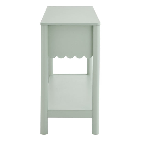 Modway Furniture Emmeline 3-Drawer Console Table - Farmhouse-Inspired Design with Scalloped Front and Open Shelf Storage Sage EEI-7154-SGE