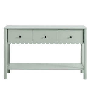 Modway Furniture Emmeline 3-Drawer Console Table - Farmhouse-Inspired Design with Scalloped Front and Open Shelf Storage Sage EEI-7154-SGE