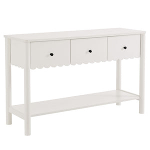 Modway Furniture Emmeline 3-Drawer Console Table - Farmhouse-Inspired Design with Scalloped Front and Open Shelf Storage White EEI-7154-WHI