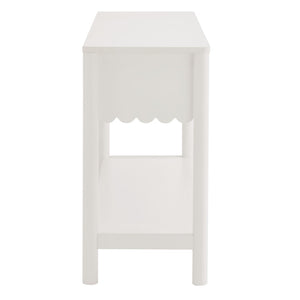 Modway Furniture Emmeline 3-Drawer Console Table - Farmhouse-Inspired Design with Scalloped Front and Open Shelf Storage White EEI-7154-WHI