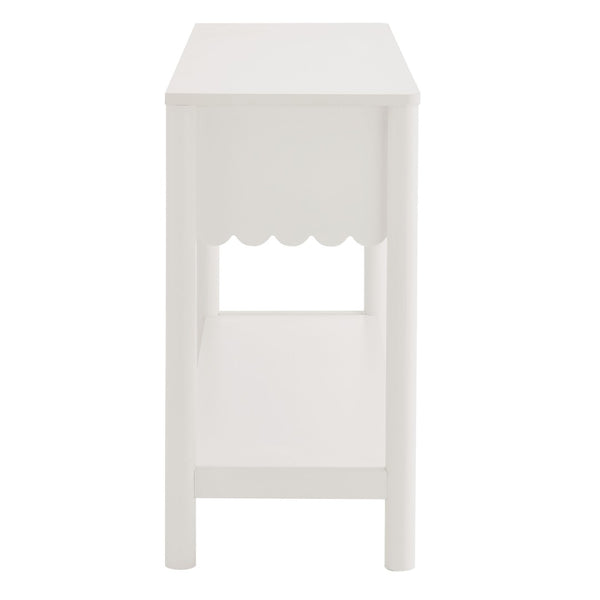 Modway Furniture Emmeline 3-Drawer Console Table - Farmhouse-Inspired Design with Scalloped Front and Open Shelf Storage White EEI-7154-WHI