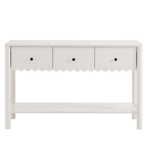 Modway Furniture Emmeline 3-Drawer Console Table - Farmhouse-Inspired Design with Scalloped Front and Open Shelf Storage White EEI-7154-WHI