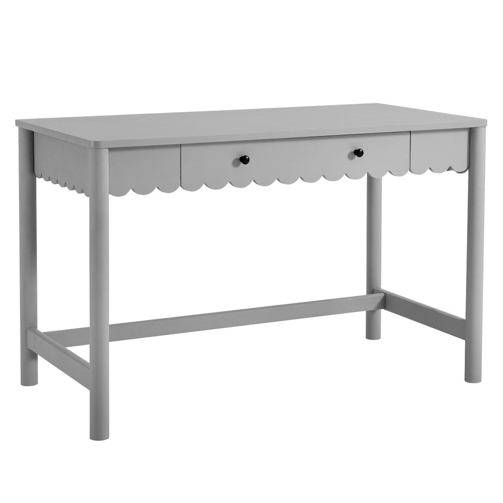 Modway Furniture Emmeline Scallop Writing Desk - Modern Farmhouse Style with Charming Design & Functional Storage Light Gray EEI-7155-LGR