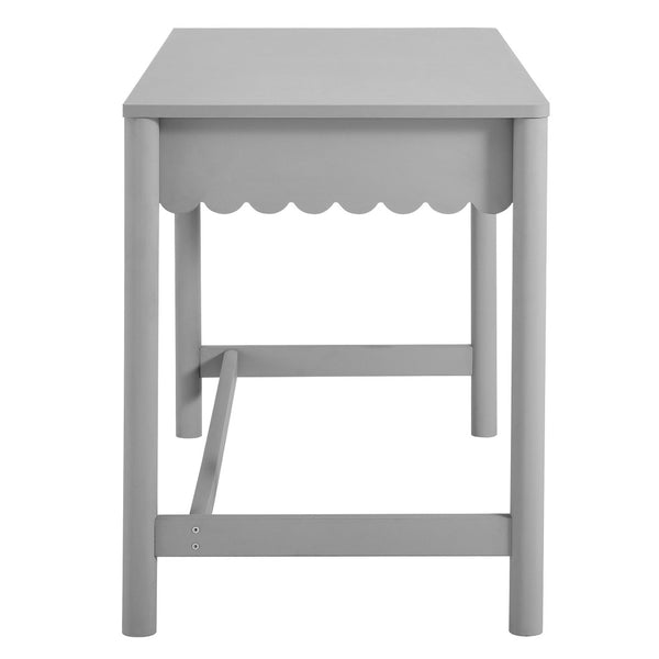 Modway Furniture Emmeline Scallop Writing Desk - Modern Farmhouse Style with Charming Design & Functional Storage Light Gray EEI-7155-LGR