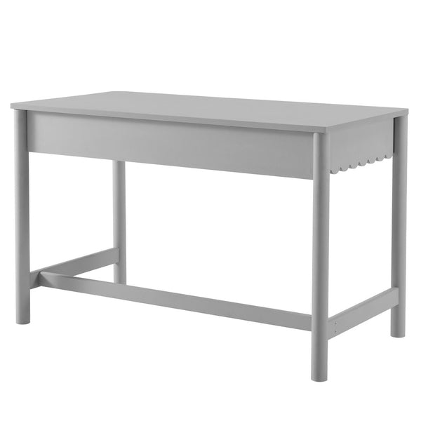Modway Furniture Emmeline Scallop Writing Desk - Modern Farmhouse Style with Charming Design & Functional Storage Light Gray EEI-7155-LGR