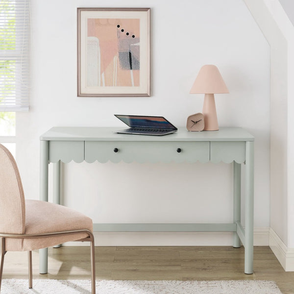 Modway Furniture Emmeline Scallop Writing Desk - Modern Farmhouse Style with Charming Design & Functional Storage Sage EEI-7155-SGE